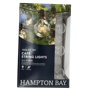 Hampton Bay Café String Lights 12ft 12 Bulbs Clear Brown Outdoor Patio Party